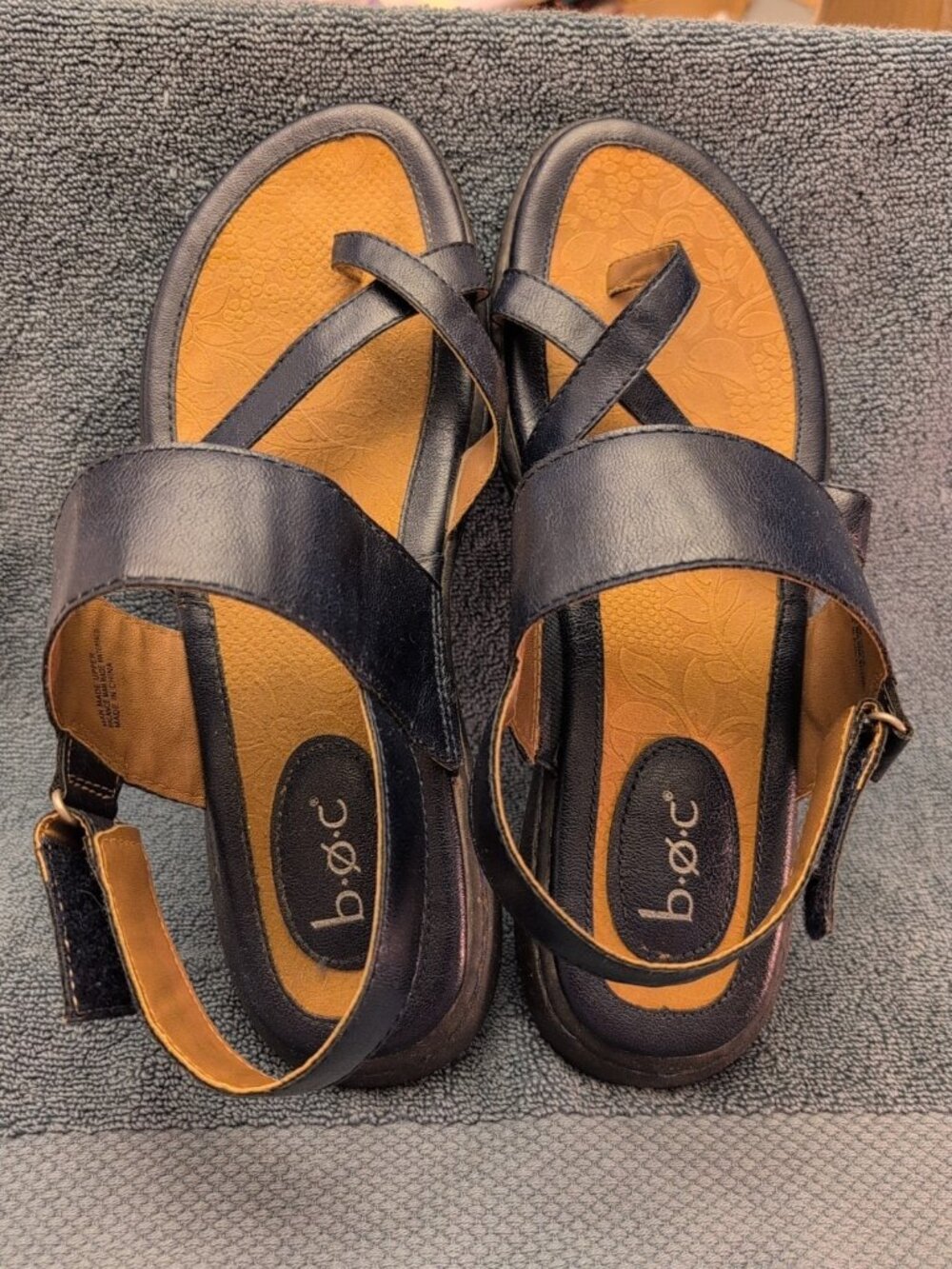 Børn b.o.c Women's Navy Blue Toe Ring Sandals Adjustable Strap Size 9 M